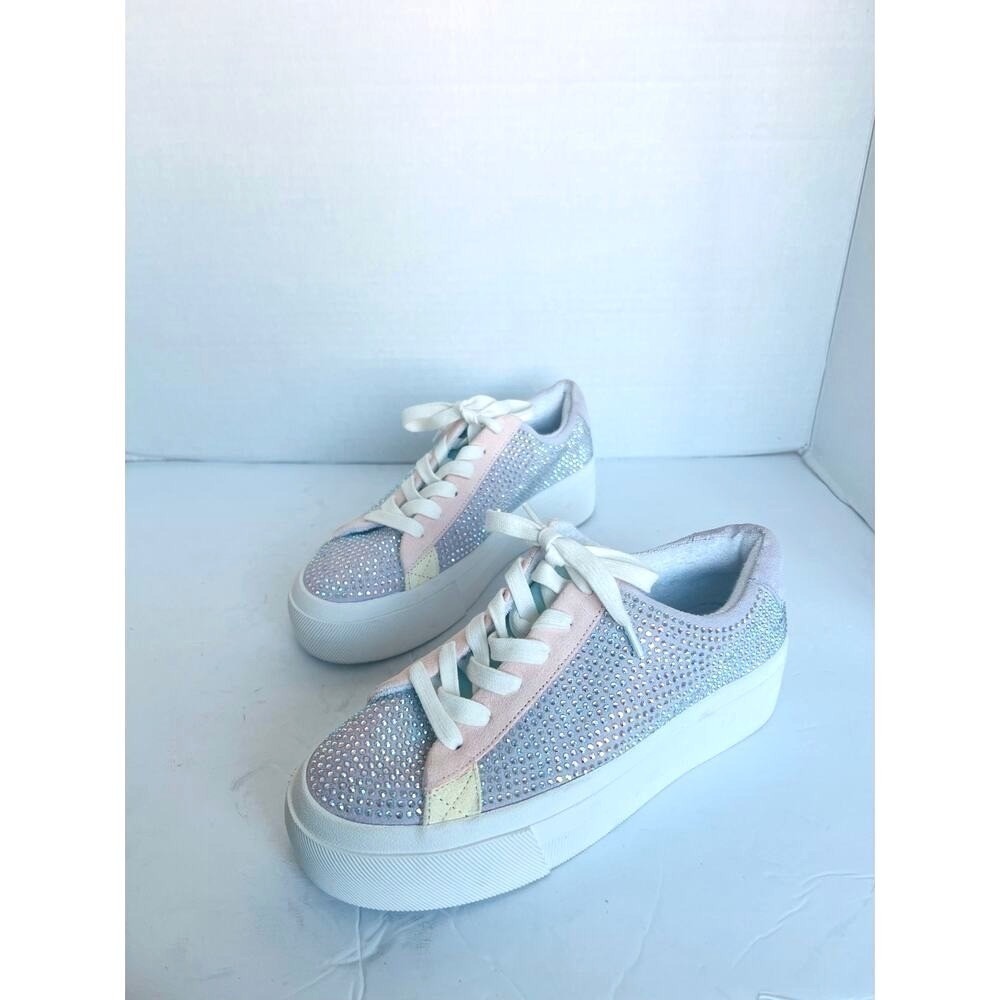 NWT Copper Key  Rosa Rhinestone Colorblock Platform Lace Up Low Top Sneakers 7 M - Picture 2 of 13